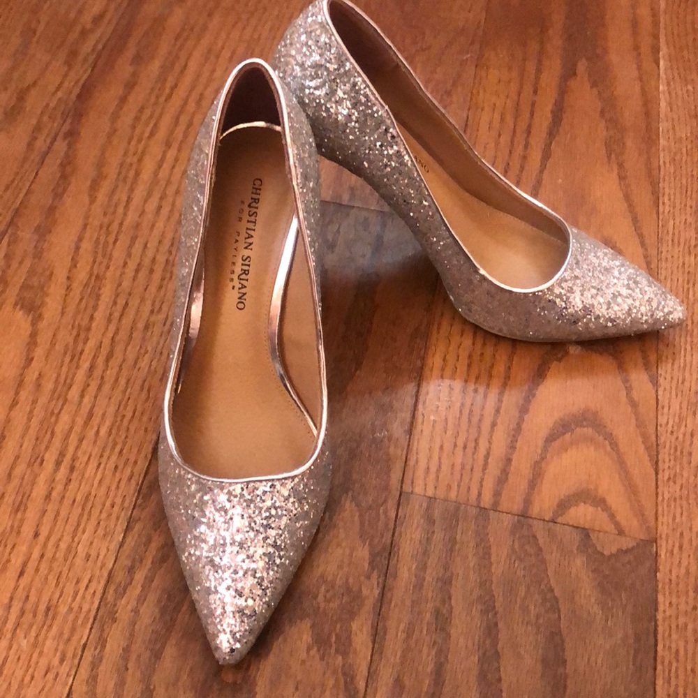 Silver sparkly 4 inch heels